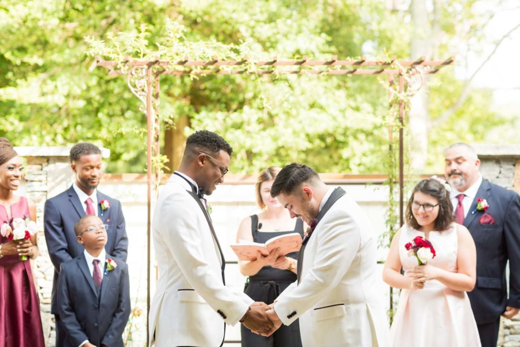 Tavion + Andrew: A Greenville, South Carolina, summer LGBTQ+ wedding with rose petal exit