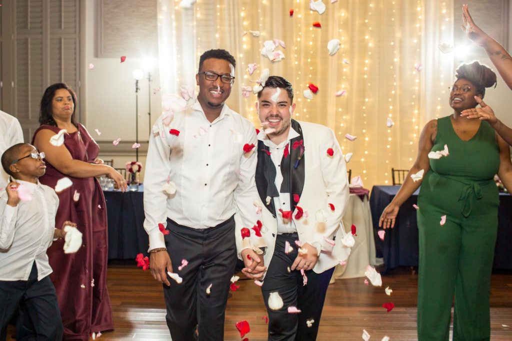 Tavion + Andrew: A Greenville, South Carolina, summer LGBTQ+ wedding flower petal toss