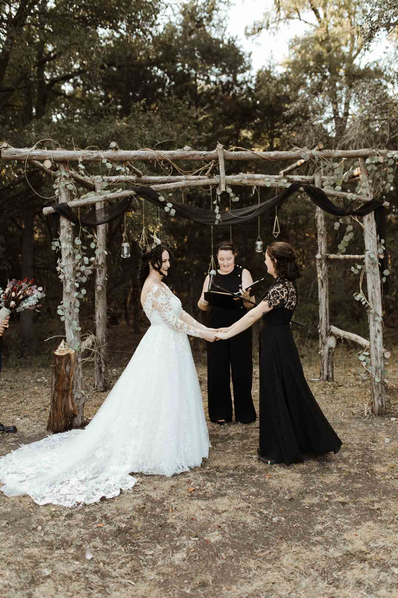Beautifully gothic Texas wedding with creative details, photo by Leah Thomason Photography, featured on Equally Wed, the LGBTQ+ wedding magazine