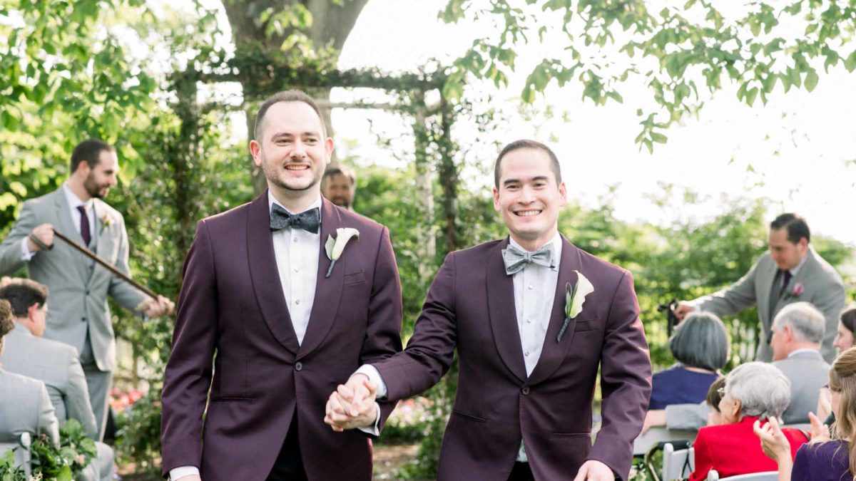 Brian + Brett: Hudson Valley garden wedding with shades of purple
