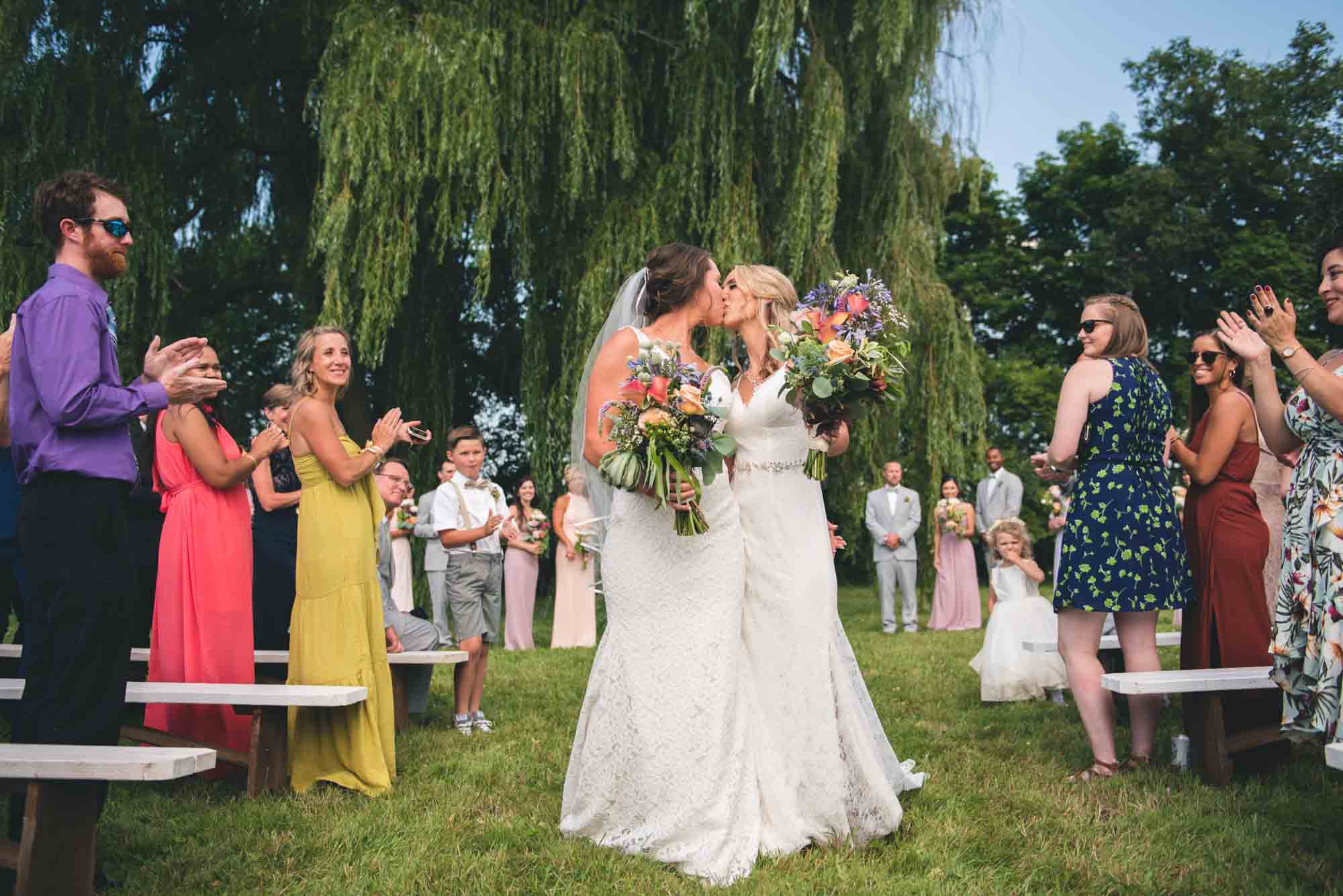 Elegant, outdoor wedding at historic farm in Ballston Lake, New York. McCarthy Imagerie featured on Equally Wed, the leading LGBTQ+ wedding magazine and vendor directory.