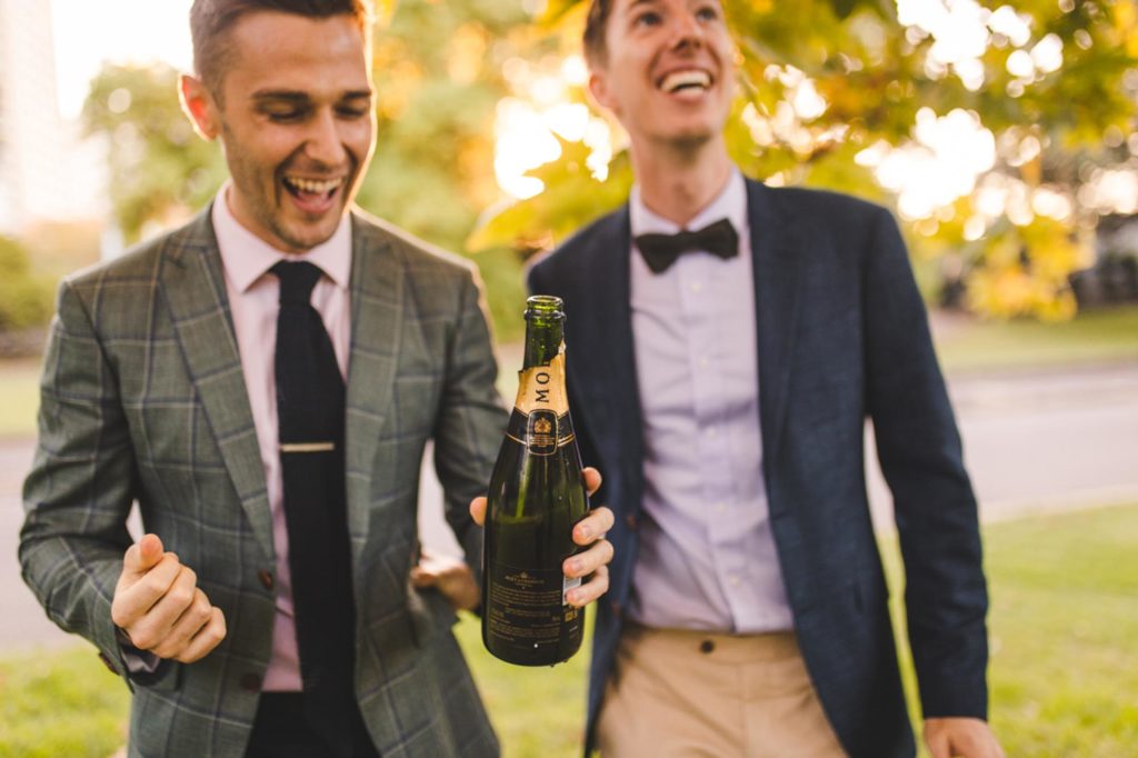 After a four-month engagement, Joel and Thomas married in a Sydney, Australia, microwedding. Photo by Chris Gray Photomedia. Published on Equally Wed, the world's leading LGBTQ+ wedding magazine and wedding directory of LGBTQ+ inclusive wedding vendors and venues