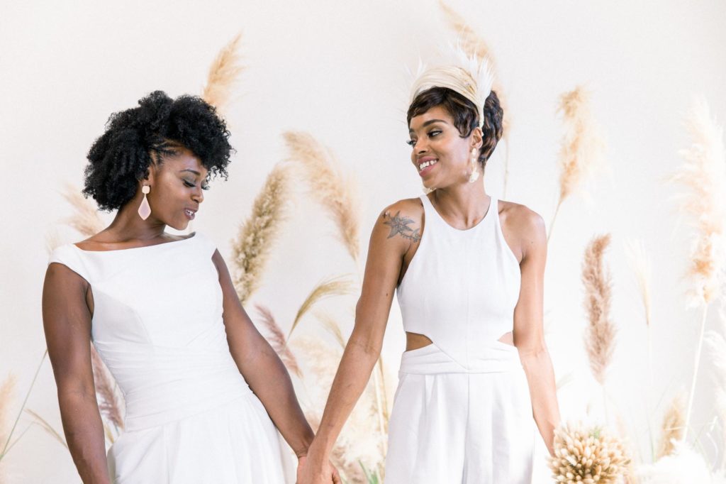 Charming wedding inspiration with pampas grass and lush florals | Amanda Dyell Photography | Featured on Equally Wed, the leading LGBTQ+ wedding magazine 