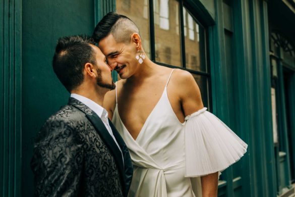 Elegance, style and gender fluidity at this styled shoot inside a speakeasy | DIY Washington Wedding | Rebecca Stone Photography | Featured on Equally Wed, the leading LGBTQ+ wedding magazine