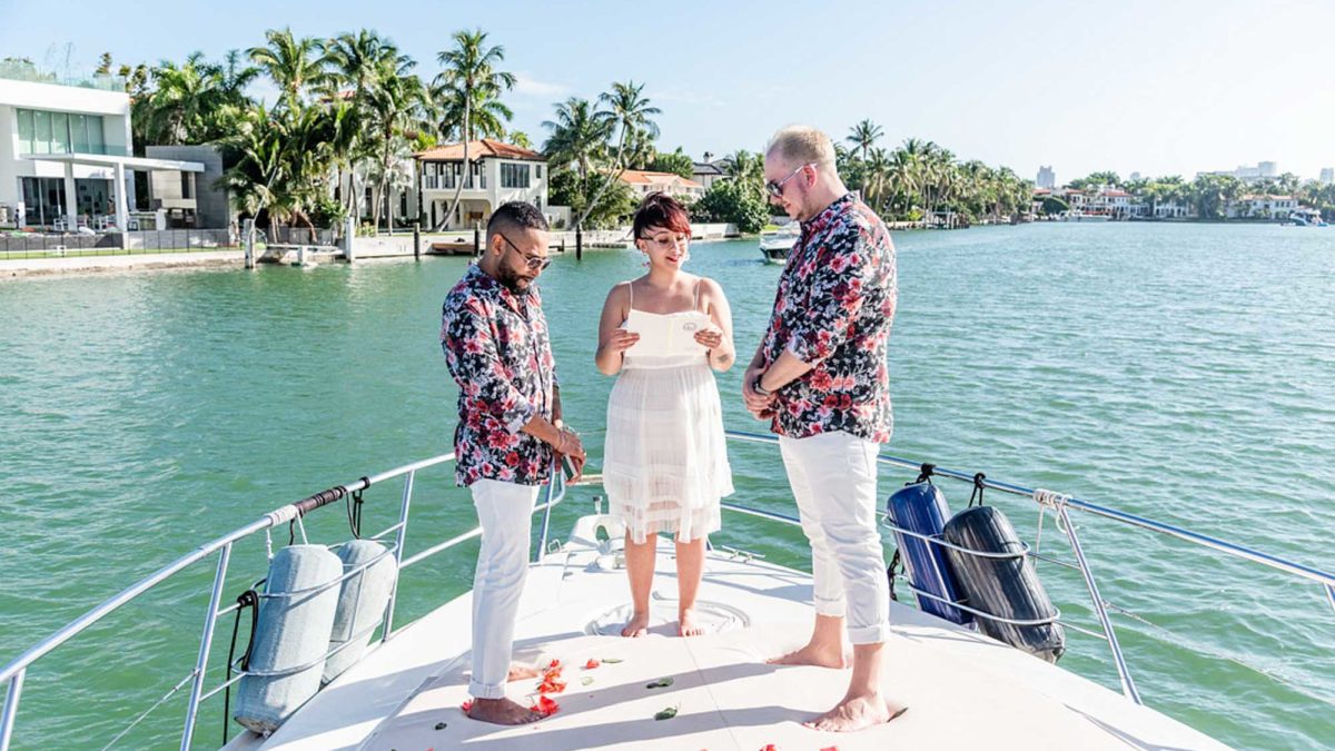 Sunny Miami vow renewal on a private yacht