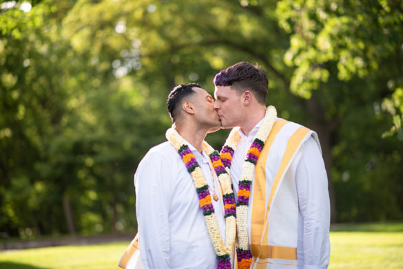 A bold, colorful wedding with Indian traditions and outfit changes | Lorenzini Wedding Photography | Featured on Equally Wed, the leading LGBTQ+ wedding magazine