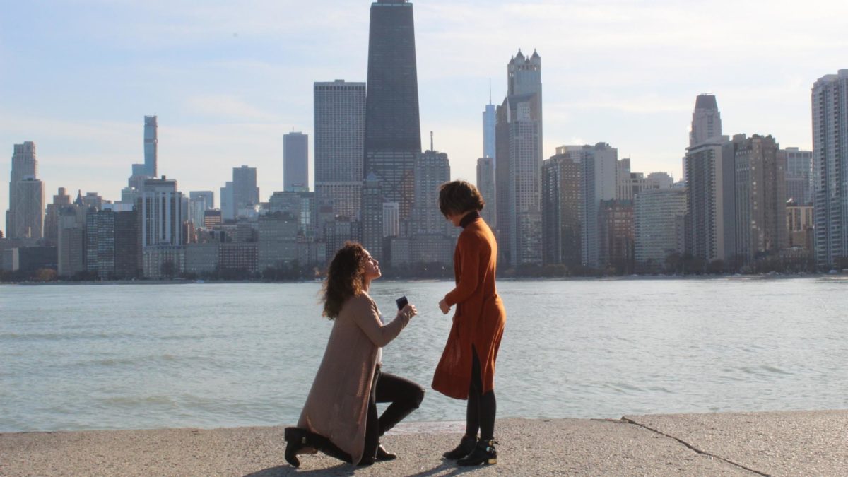 A gorgeous proposal on the shores of Lake Michigan