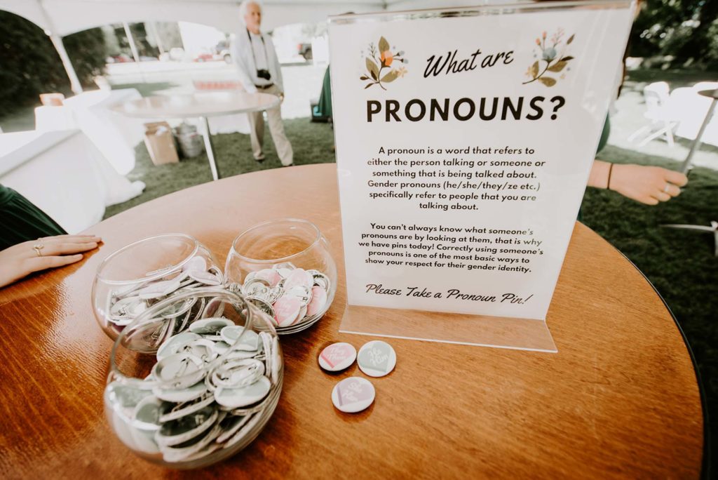 Charming Michigan Wedding With Pronoun Pins and a Food Truck | Liv Lyszyk Photography | Featured on Equally Wed, the leading LGBTQ+ wedding magazine