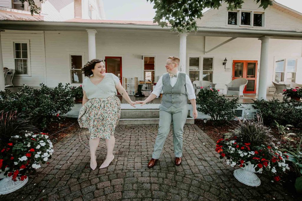 Charming Michigan Wedding With Pronoun Pins and a Food Truck | Liv-Lyszyk Photography | Featured on Equally Wed, the leading LGBTQ+ wedding magazine 