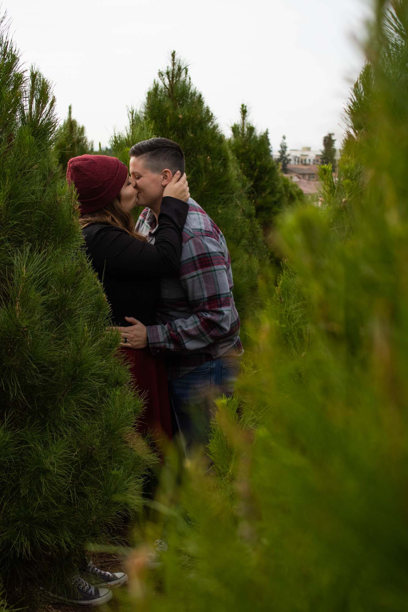 Casual and joyous engagement session at a California Christmas tree farm | Lauren Ashley Photo | Featured on Equally Wed, the leading LGBTQ+ wedding magazine