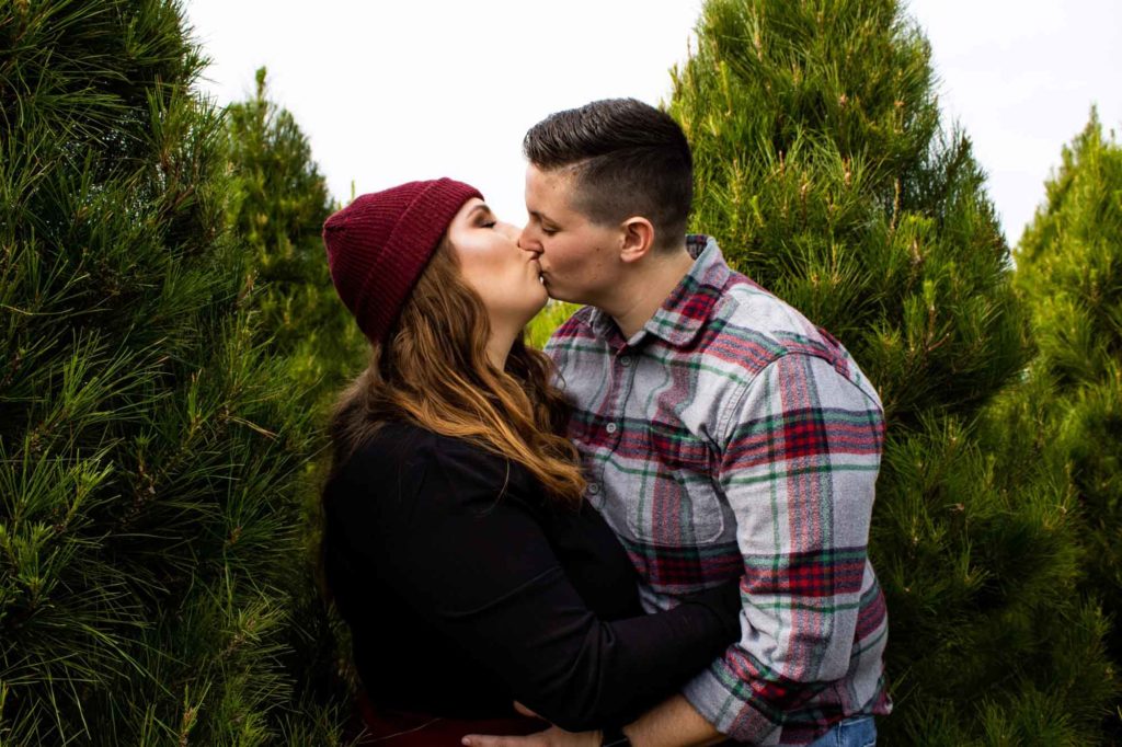 Casual and joyous engagement session at a California Christmas tree farm | Lauren Ashley Photo | Featured on Equally Wed, the leading LGBTQ+ wedding magazine