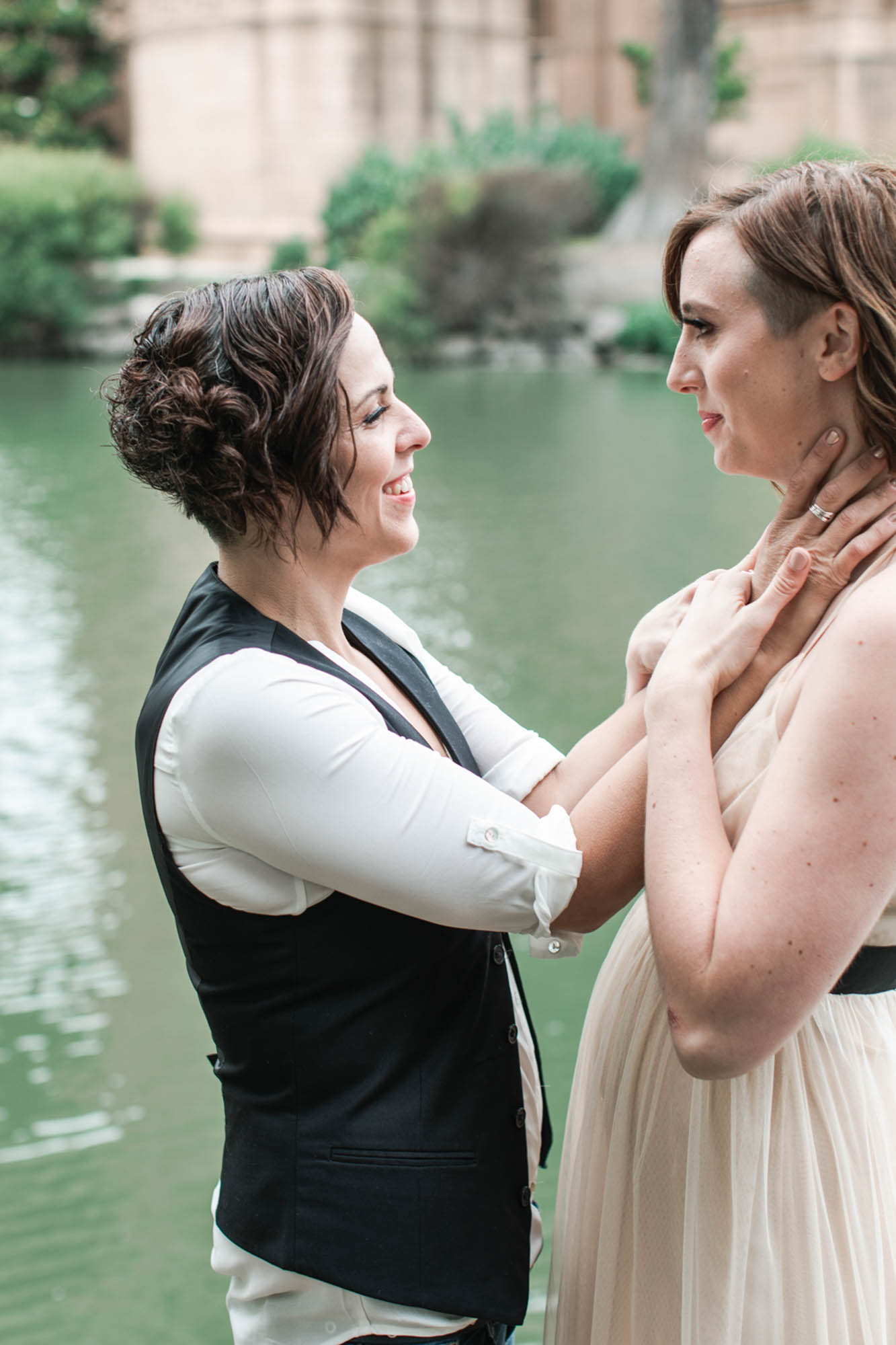 Romantic engagement session at the Palace of Fine Arts | Blue Note Weddings | Featured on Equally Wed, the leading LGBTQ+ wedding magazine