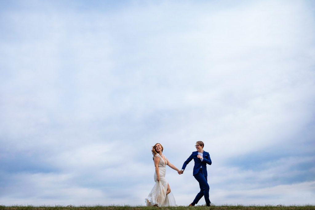 Intimate Maryland farm wedding with sparklers, confetti and an original song | Photography by Brea | Featured on Equally Wed, the leading LGBTQ+ wedding magazine