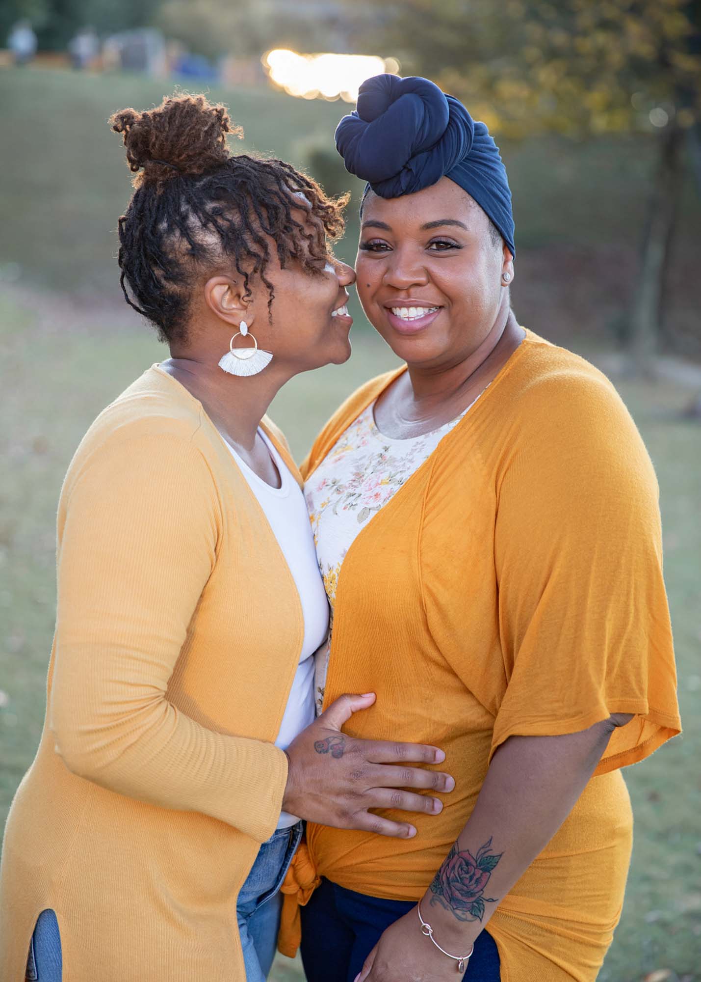 Laughter-filled sunset engagement session on the Tennessee River | Joshua & Inez Photography | Featured on Equally Wed, the leading LGBTQ+ wedding magazine