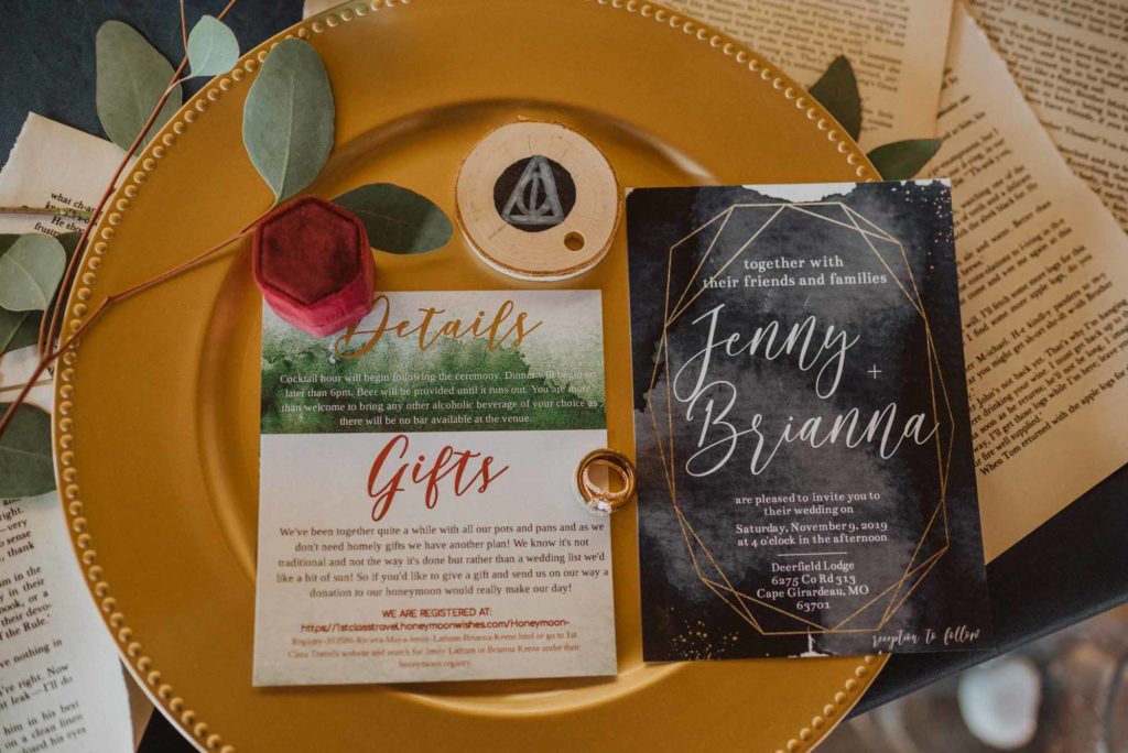 Magical Harry Potter wedding with gold details | Fox Lane Photography | Featured on Equally Wed, the leading LGBTQ+ wedding magazine