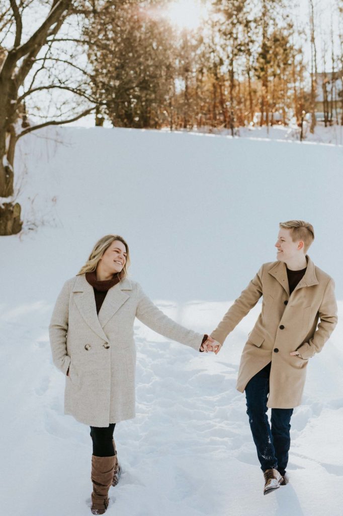 Snowy and sparkling gazebo proposal