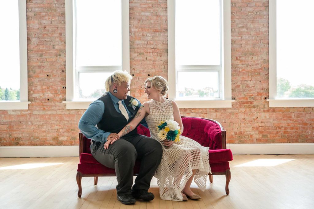 Canadian DIY loft wedding filled with color | Photography by Tonya Plonka | Featured on Equally Wed, the leading LGBTQ+ wedding magazine