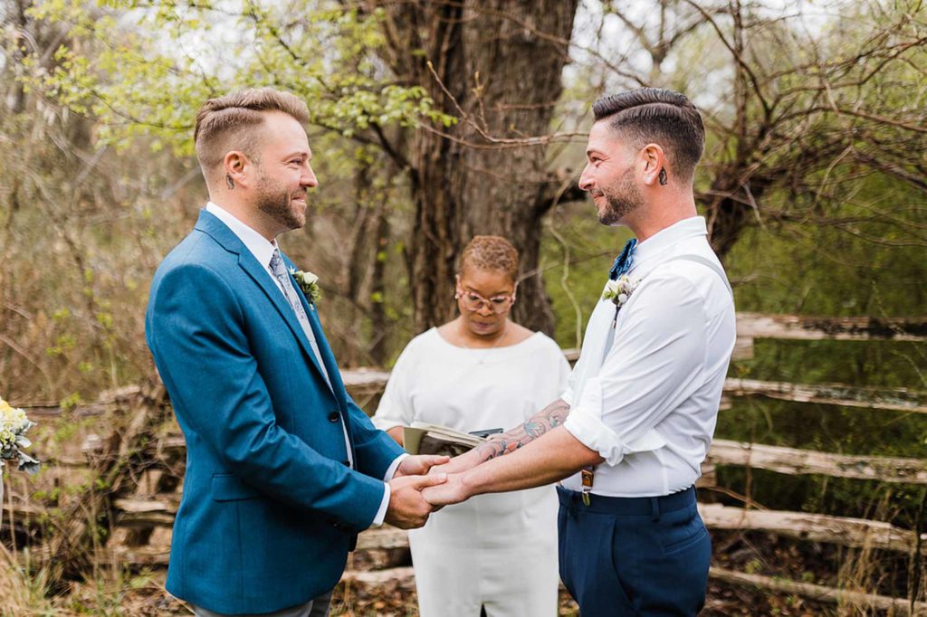Intimate, tear-filled outdoor Texas wedding | Opal and Onyx Photography | Featured on Equally Wed, the leading LGBTQ+ wedding magazine