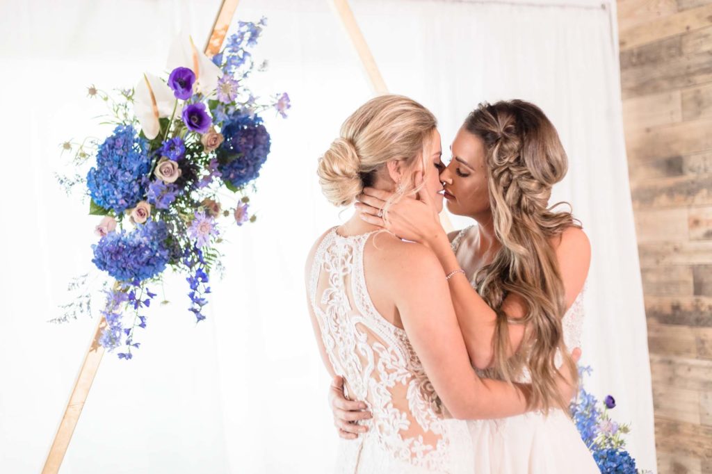 Modern industrial wedding ideas with blue, green and purple focus | Alt Photography | Featured on Equally Wed, the leading LGBTQ+ wedding magazine