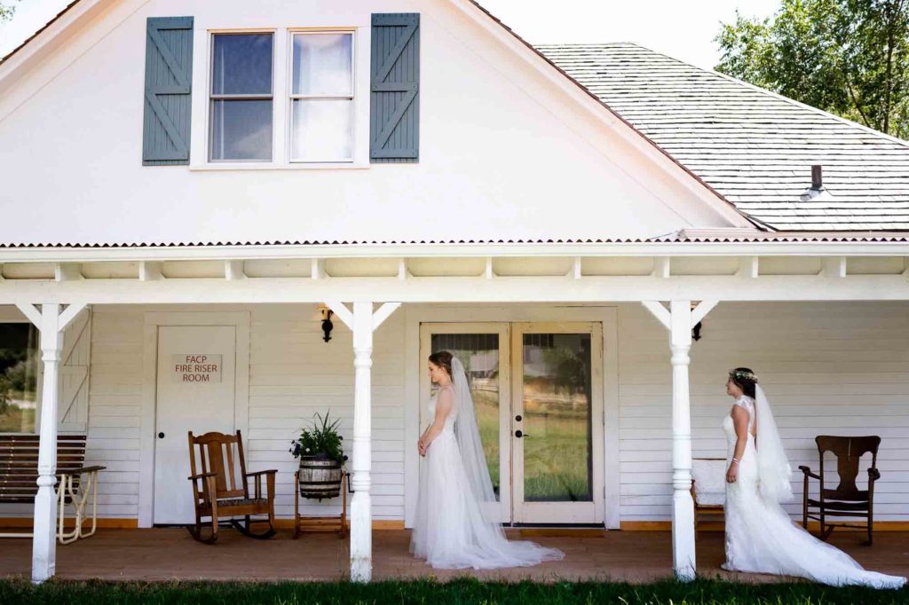Outdoor Colorado wedding at historic cottage with triangle arch | Autumn Parry Photography | Featured on Equally Wed, the leading LGBTQ+ wedding magazine