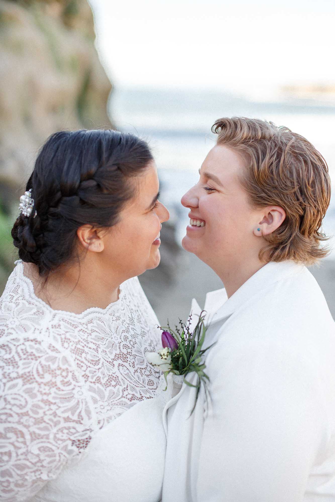 Santa Cruz courthouse elopement followed by beach photos | Delgado Photo Co | Featured on Equally Wed, the leading LGBTQ+ wedding magazine