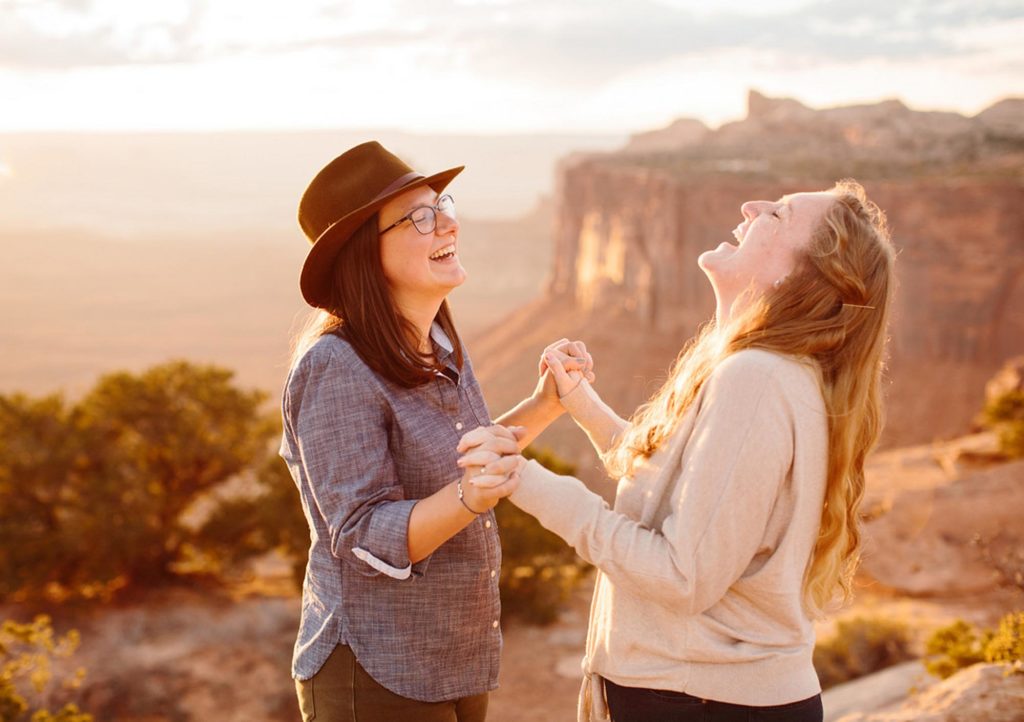 Sun-soaked engagement session at Canyonlands National Park | Kayla Bertagnolli Photography | Featured on Equally Wed, the leading LGBTQ+ wedding magazine