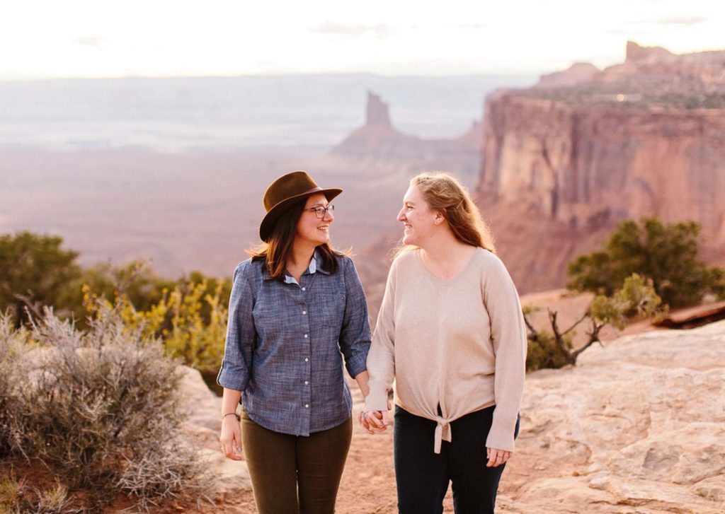 Sun-soaked engagement session at Canyonlands National Park | Kayla Bertagnolli Photography | Featured on Equally Wed, the leading LGBTQ+ wedding magazine