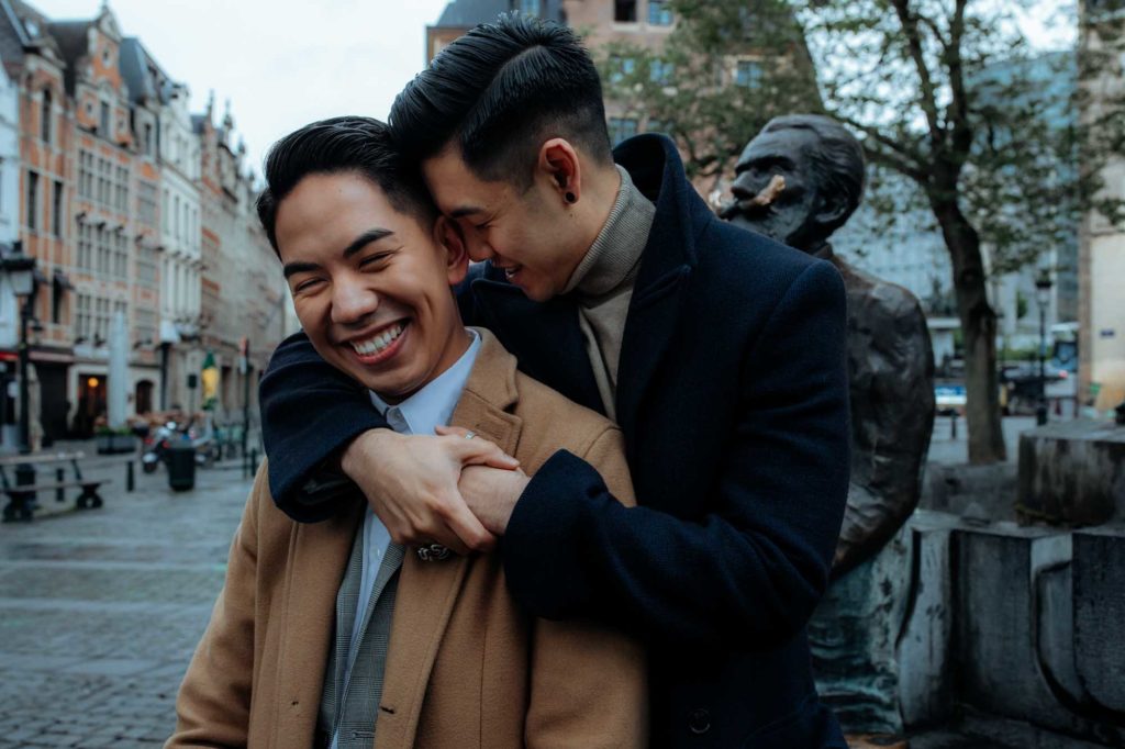 Urban engagement session on the streets of Brussels | Laetitia Donaghy Photography | Featured on Equally Wed, the leading LGBTQ+ wedding magazine