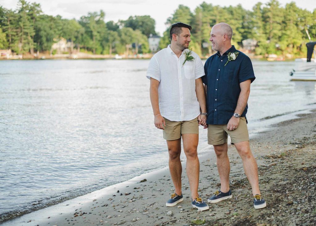Intimate lakeside micro-wedding in Massachusetts | Amanda Macchia Photography | Featured on Equally Wed, the leading LGBTQ+ wedding magazine