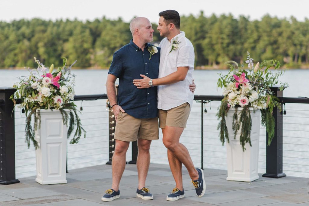 Intimate lakeside micro-wedding in Massachusetts | Amanda Macchia Photography | Featured on Equally Wed, the leading LGBTQ+ wedding magazine