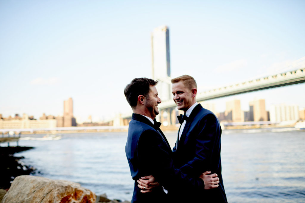 New York City destination elopement at Brooklyn Bridge Park | Gianna Leo Falcon | Featured on Equally Wed, the leading LGBTQ+ wedding magazine