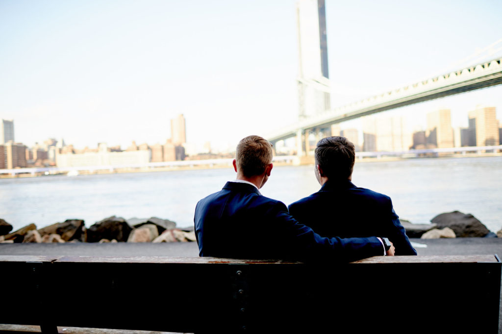 New York City destination elopement at Brooklyn Bridge Park | Gianna Leo Falcon | Featured on Equally Wed, the leading LGBTQ+ wedding magazine