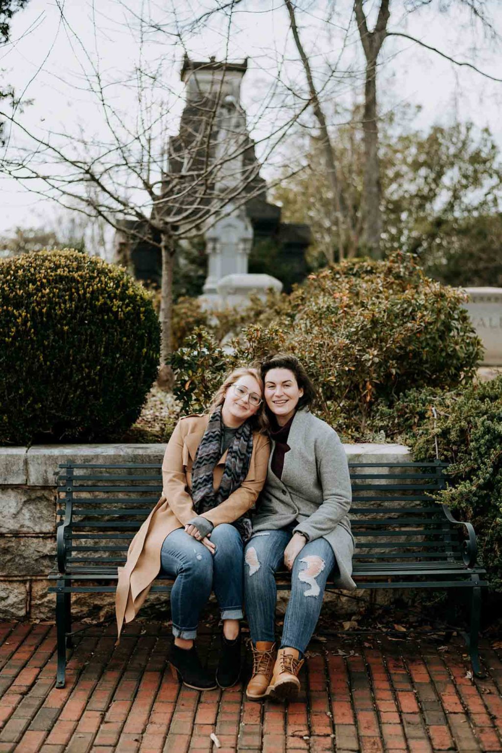 Outdoor engagement session in Atlanta after double proposal