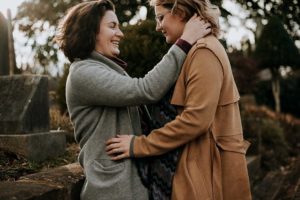 Outdoor engagement session in Atlanta after double proposal