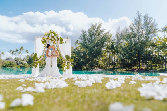 Stunning outdoor elopement on the island of Bora Bora | Marc Gérard Photography | Featured on Equally Wed, the leading LGBTQ+ wedding magazine