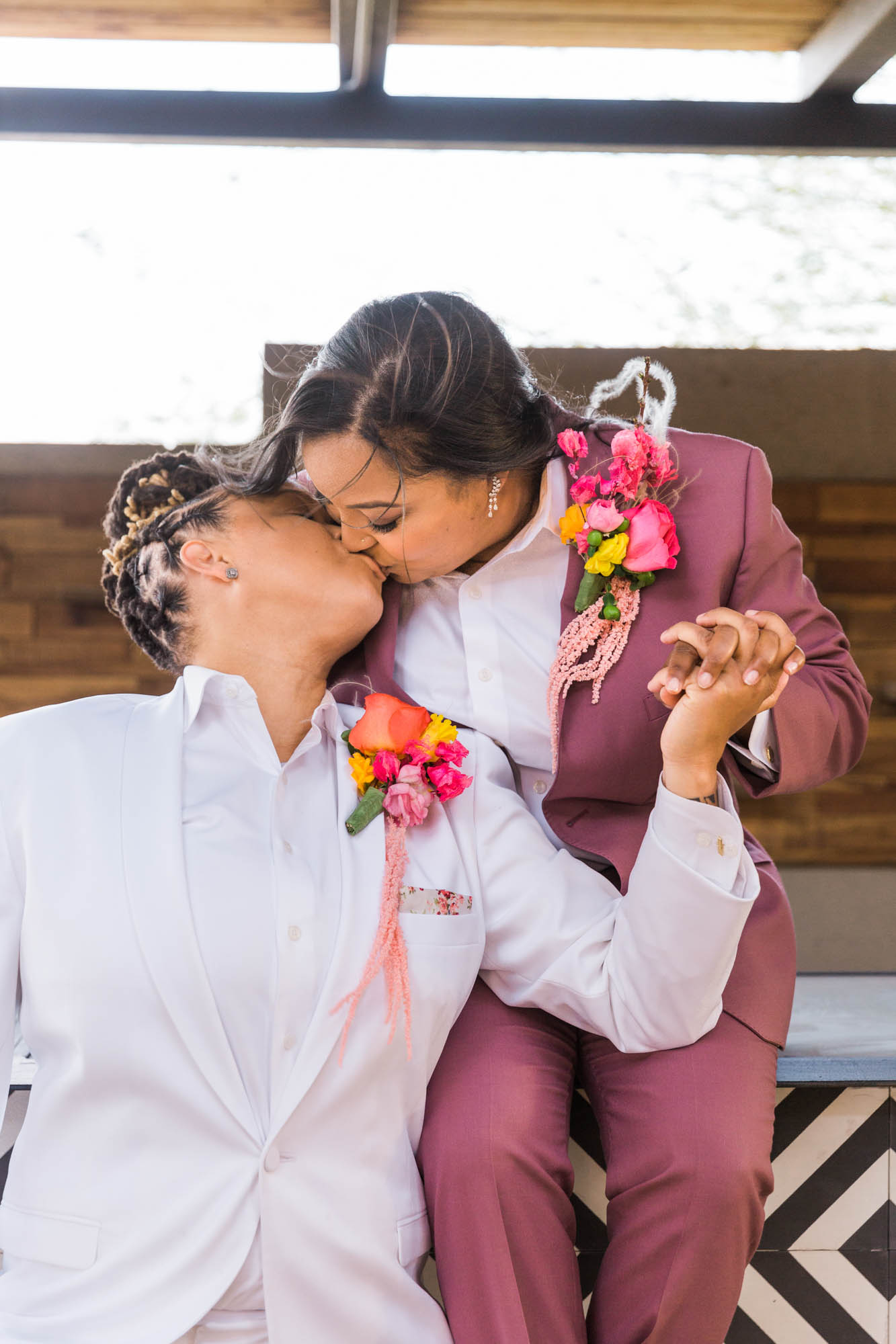 Bright and bold mid-century modern wedding ideas | Ashley LaPrade Photography | Featured on Equally Wed, the leading LGBTQ+ wedding magazine