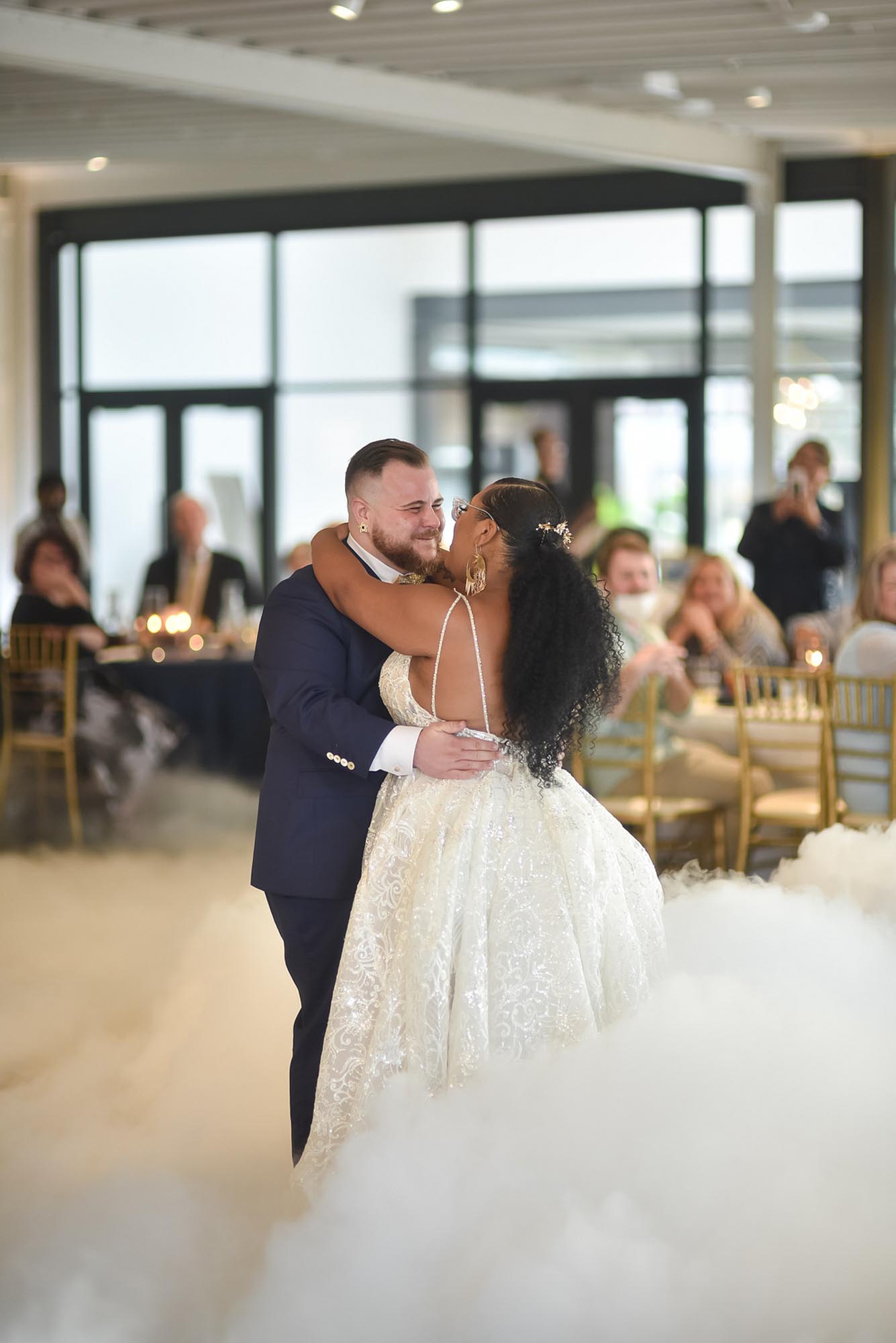 Celestial-themed Missouri wedding featuring navy and gold | Rae Marcel Photography and Lola Mango Photo & Film | Featured on Equally Wed, the leading LGBTQ+ wedding magazine
