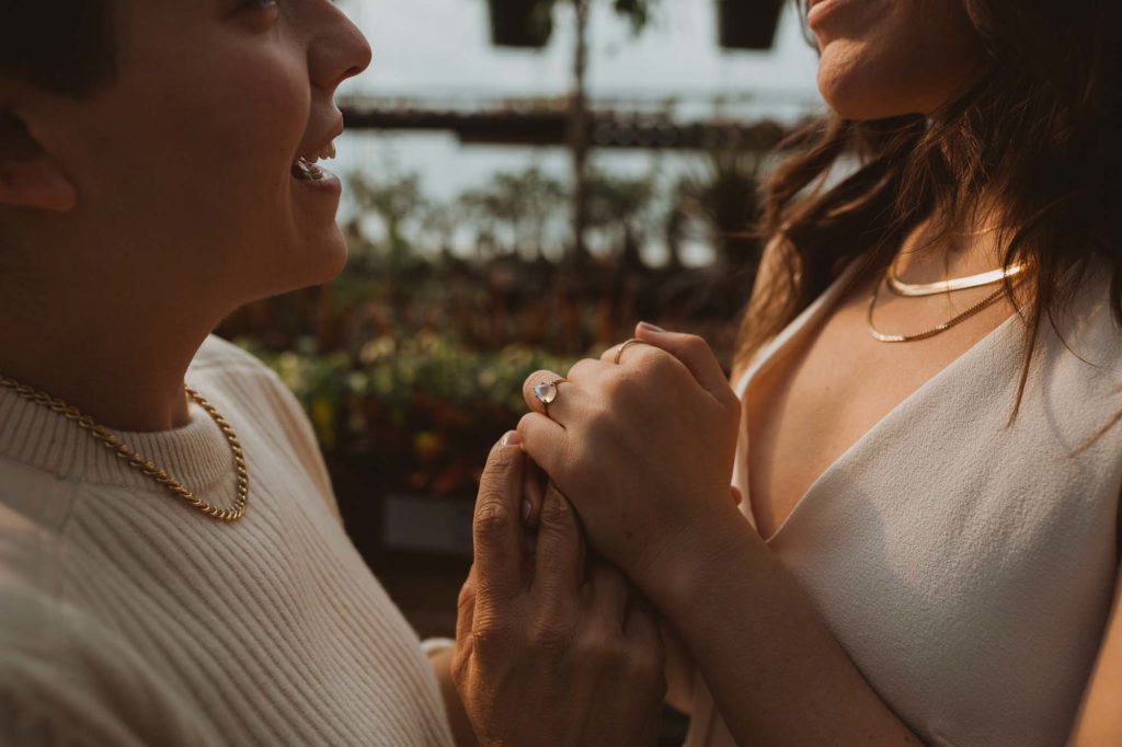Dreamy greenhouse engagement session in New Jersey | Kathleen Whittemore Photography | Featured on Equally Wed, the leading LGBTQ+ wedding magazine
