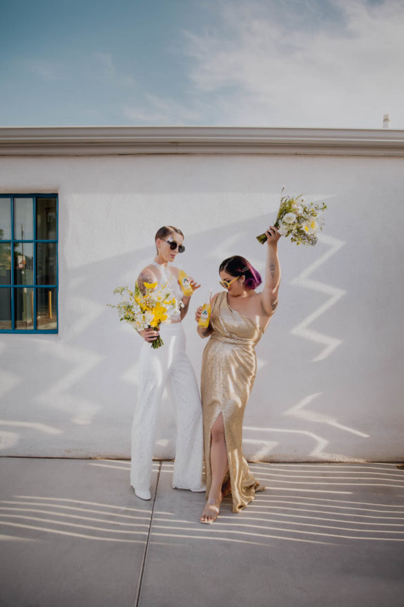 Bright and cheery 60s-inspired wedding ideas | Claire Gutierrez Photography | Featured on Equally Wed, the leading LGBTQ+ wedding magazine
