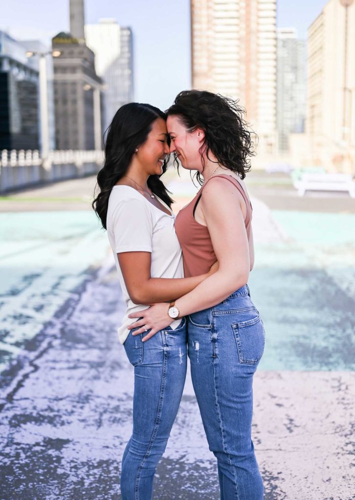 Basketball-themed golden hour engagement session in Calgary