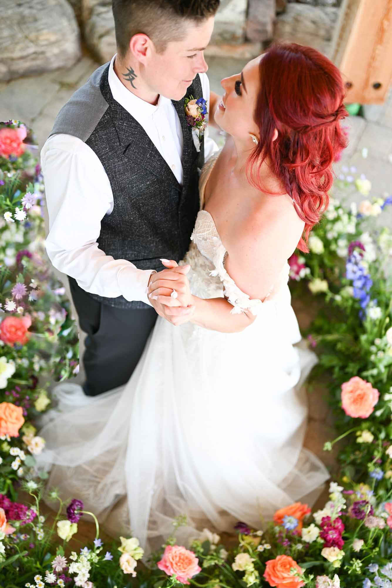 Colorful wedding inspiration from an enchanting world of wildflowers | Nadine McKenney Photography | Featured on Equally Wed, the leading LGBTQ+ wedding magazine