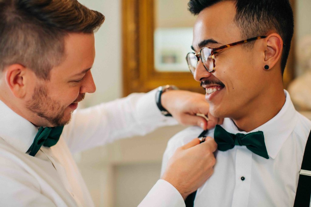 gay grooms get ready for wedding