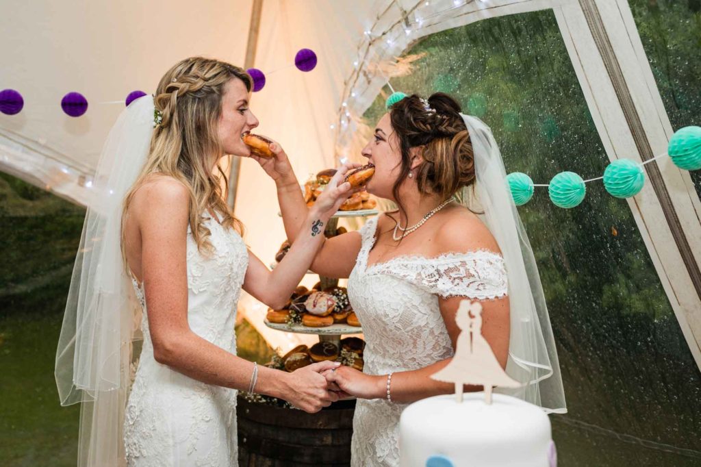 brides, lesbian wedding, donuts