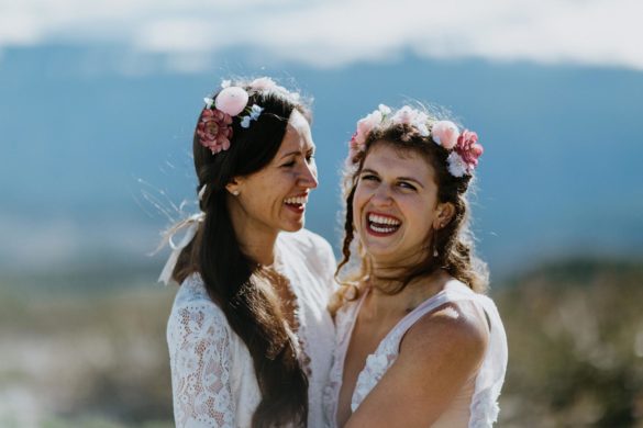 lesbian love, lesbian wedding, lesbians in flower crowns