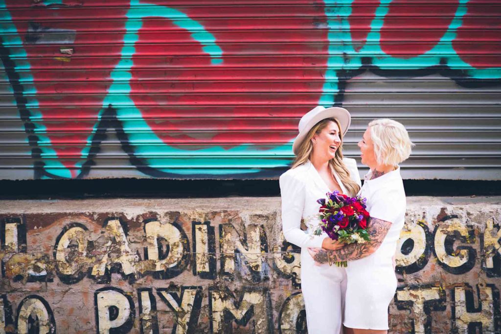 Whimsical New York City elopement with museum of ice cream photo session | Sascha Reinking Photography | Featured on Equally Wed, the leading LGBTQ+ wedding magazine