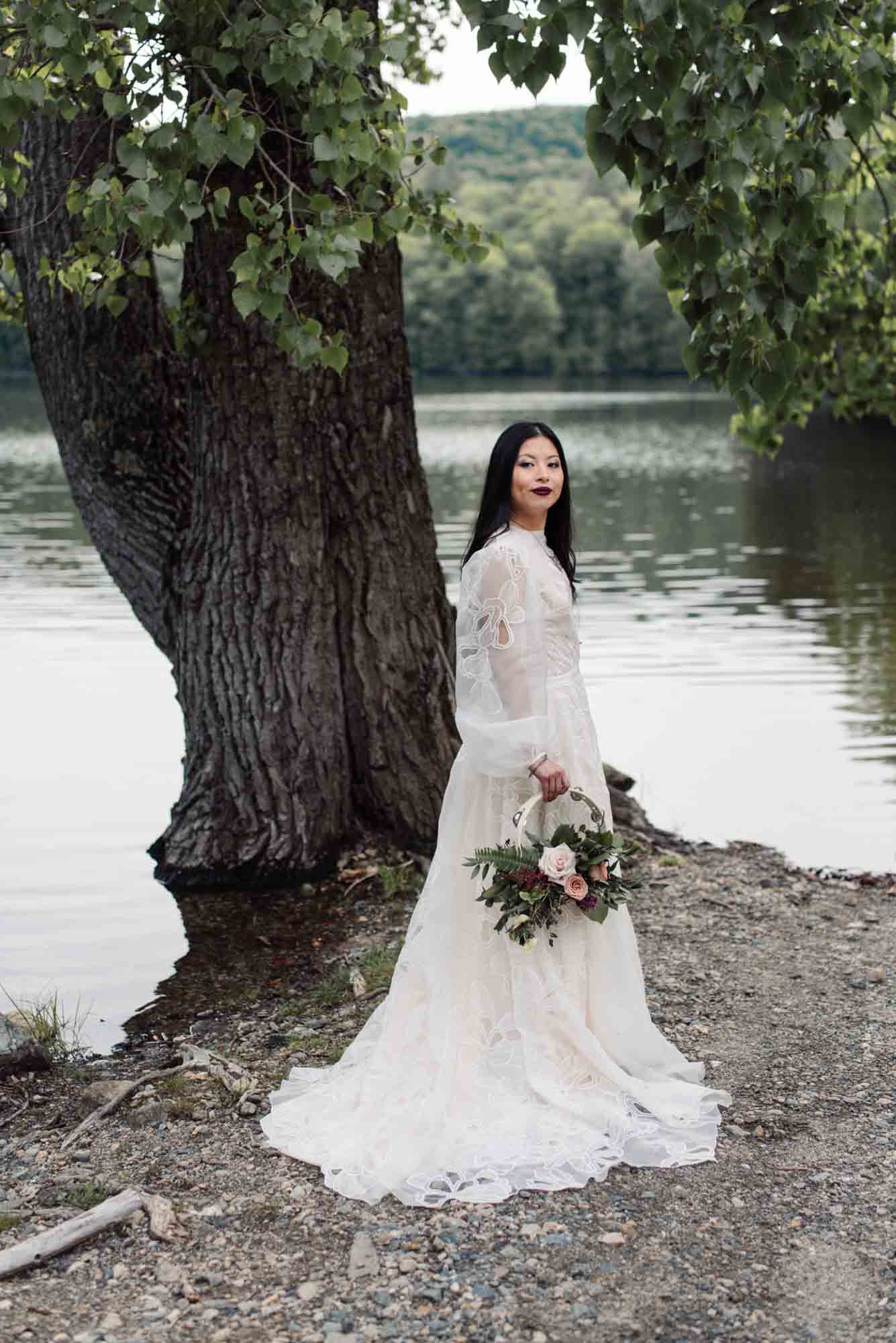 cottagecore, white gown, outside