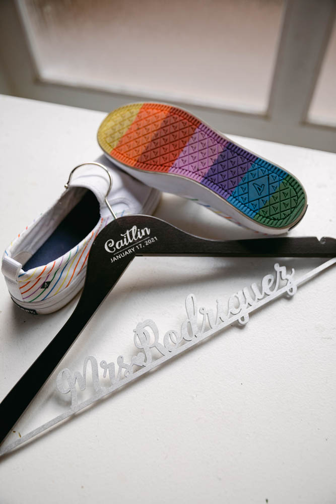 rainbow bottoms of shoes for LGBTQ+ wedding pride 