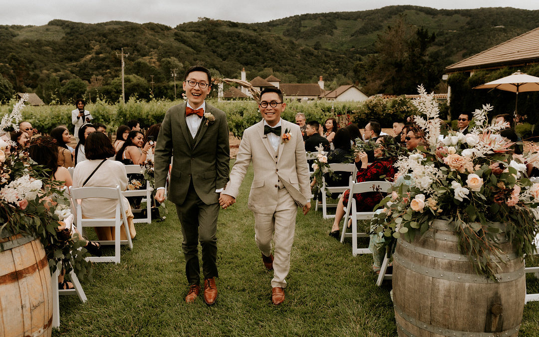 Tam and Yiyun’s intimate summer wedding at Folktale Winery and Vineyards in Carmel Valley, California