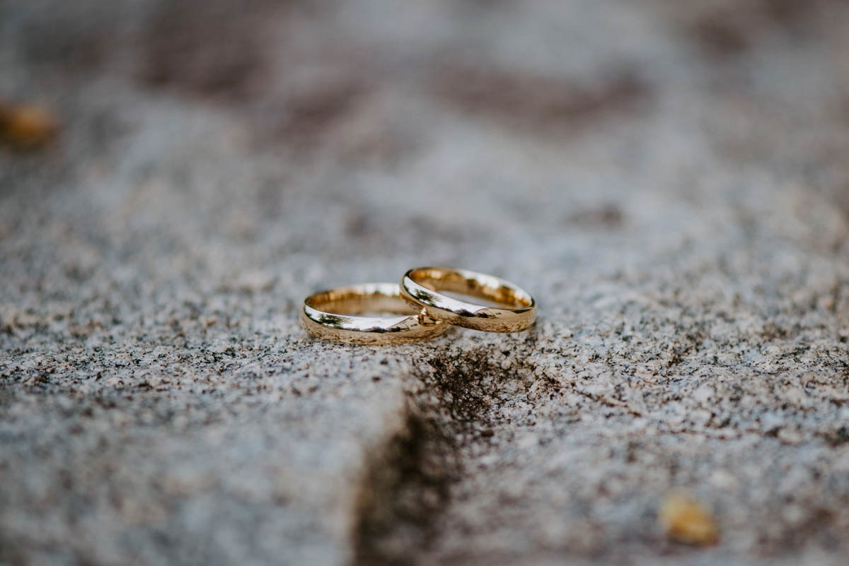 two gold men's wedding bands