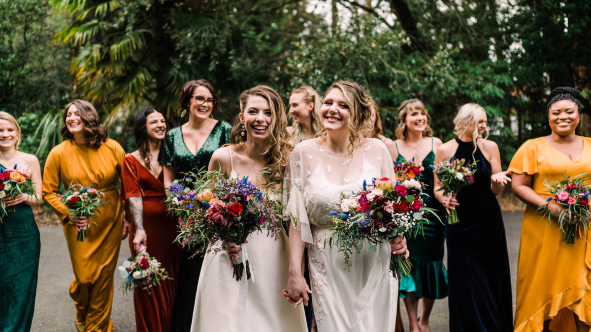 From Tinder to a rainbow wedding with a private vow reading and dictionary guest book